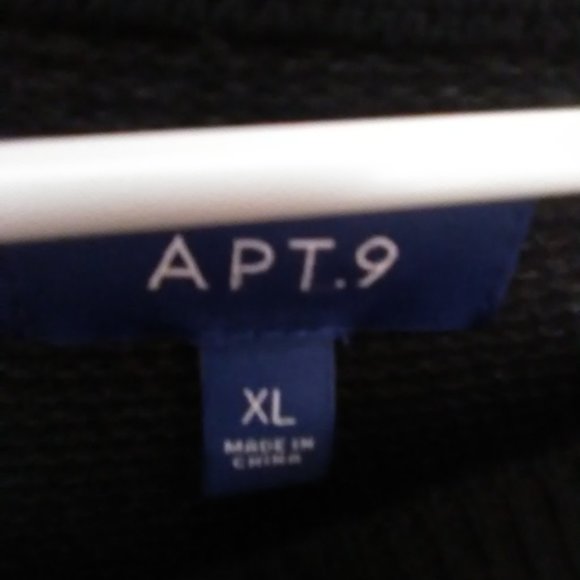 Mens Apt.9 XL Black 2 Tone Long Sleeve Crew - Picture 2 of 5